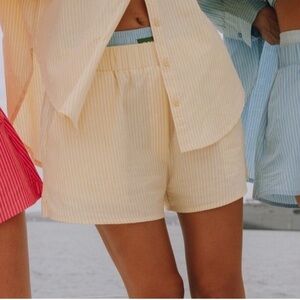 Daily Drills poplin double band resort shorts. XS/S. 1 pink & 1 blue/blue